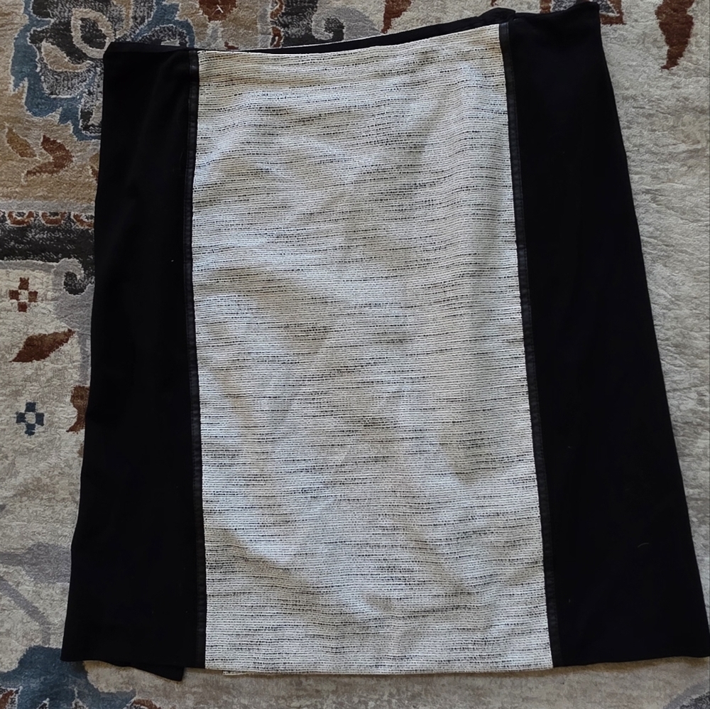 LAFAYETTE 148 New York Skirt Faux Leather Trim Black Slit Straight 14 - Picture 10 of 10